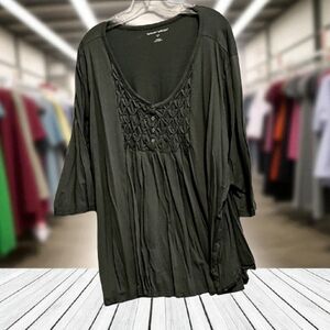 Woman Within Forest Green Top